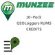 10 x GEOLoggers Reseller Unique Munzees (RUMs) CREDITS (NOT FOR EUROPE/UK)